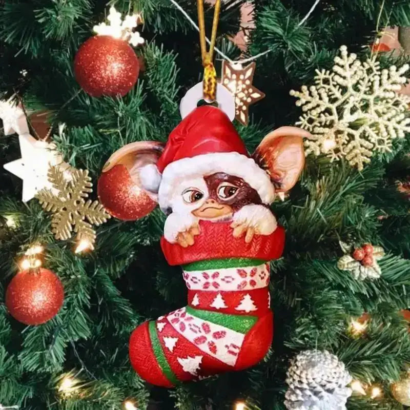 Xmas Gremlins Santa Hat Socks Dog Honeycomb Ball Christmas Tree Pendant Christmas Party Decorations Children Christmas Gift - trendingshoping.com