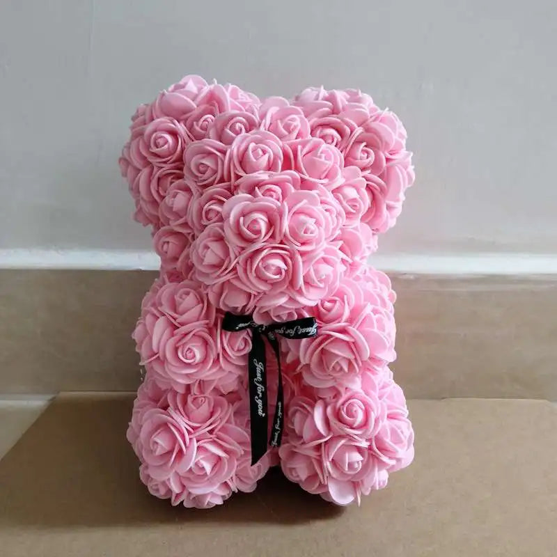 Romantic Valentine's Day Creative Eternal Flower Rose Bear Christmas Gift Rose Bear Hug Bear Wedding Flower Decoration Gift - trendingshoping.com