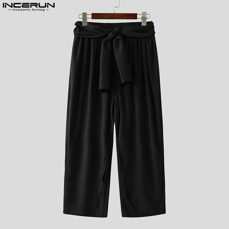 INCERUN Men's Pleated Harem Pants - Oversized Streetwear Trousers