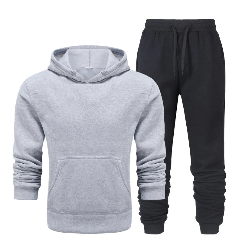 Men’s 2-Piece Sports Tracksuit - Autumn Hoodie & Joggers Set for Running & Fitness