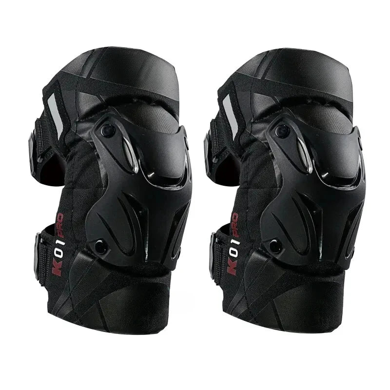 Pro Guard Moto Shield Knee Guards – Adjustable, CE-Certified Impact Protection, Reflective for Motocross, Racing & Night Riding