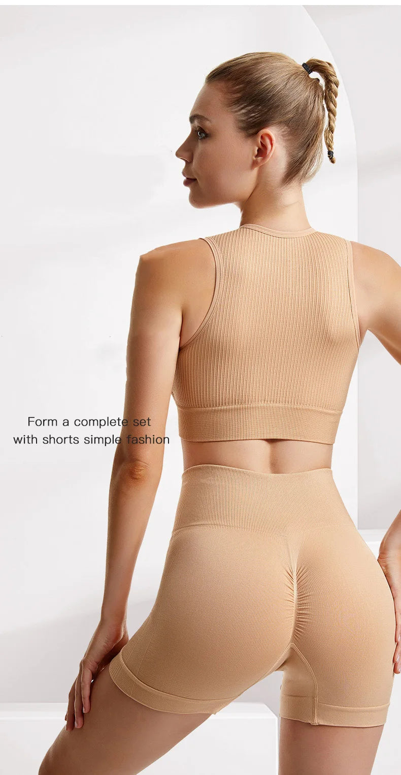 Women’s 2-Piece Seamless Yoga Set - High-Waist Leggings & Sports Bra Workout Suit