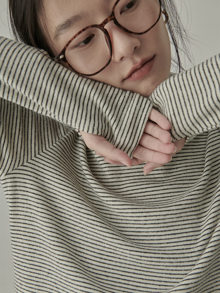 Striped T-shirts Women Spring Cozy Long Sleeved All-match Daily Elegant Classic Turtleneck Tops Hot Sales Korean Style Clothing