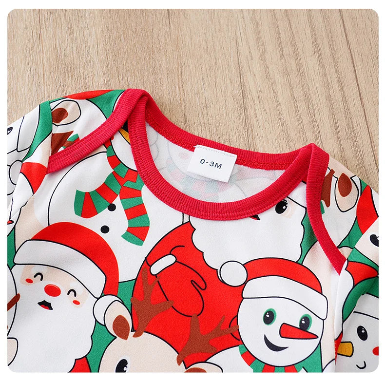 Newborn Christmas Baby Romper-- Red Santa print comfort long sleeve Unisex Baby Bodysuits 0-12 months Boy Girl Clothes Festivals