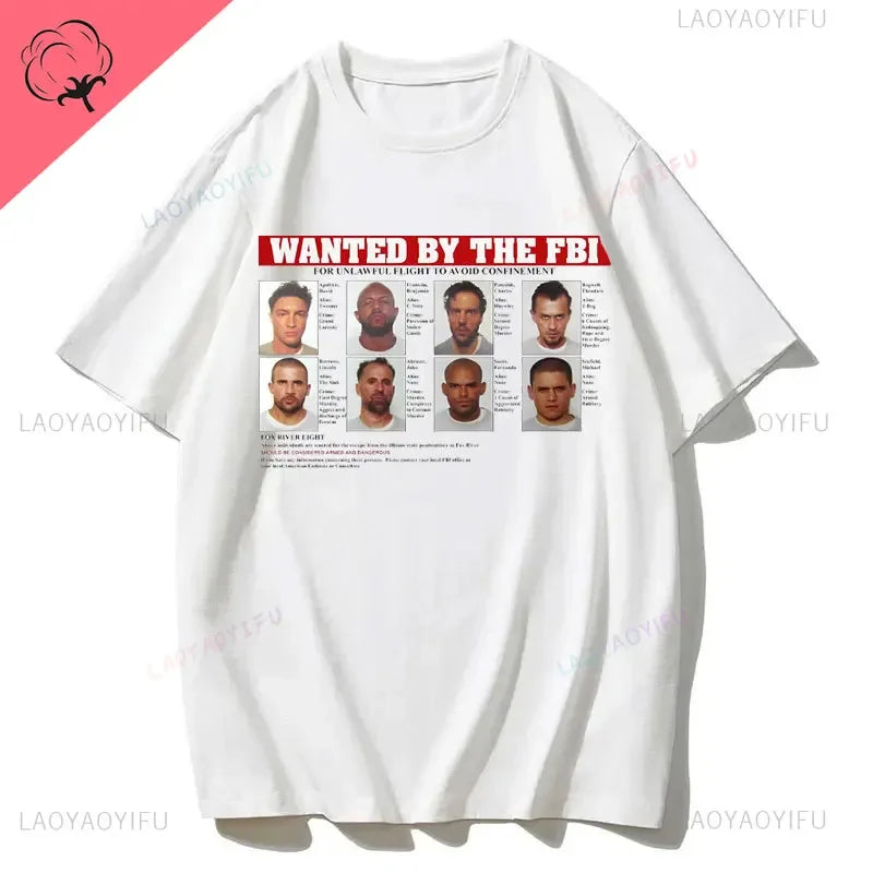 Men's Vintage Prison Break T-Shirt – Michael Scofield Graphic Streetwear Cotton Top