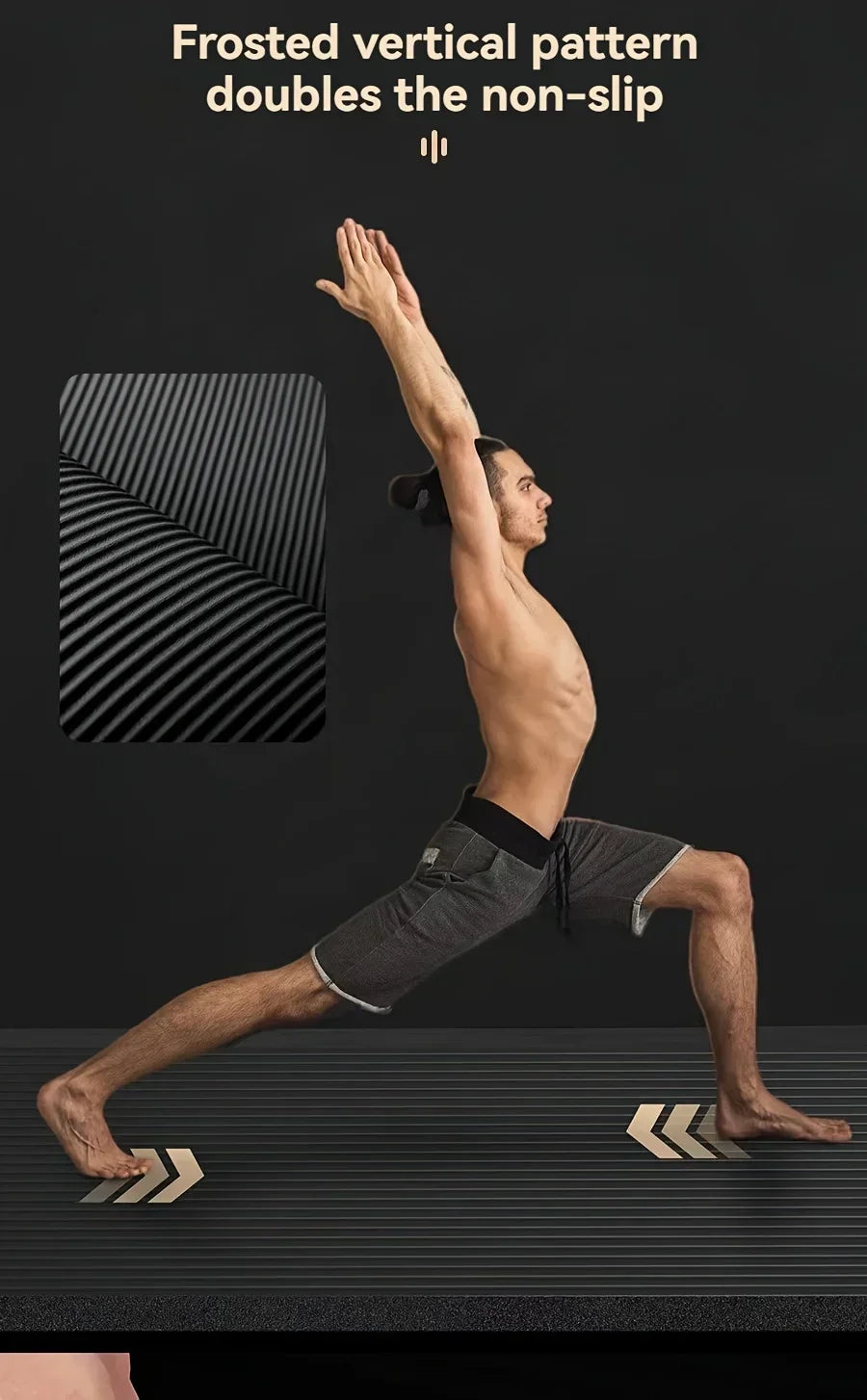 Thick Black Yoga Mat Non Slip Durable NBR Rubber Fitness Exercise Mat for Home Workouts