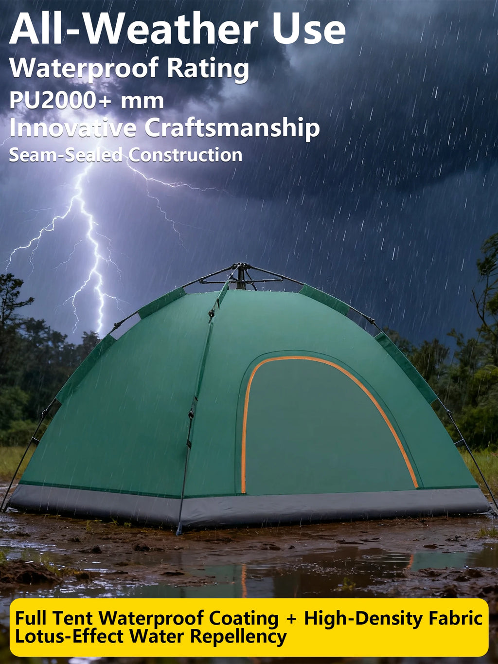 Outdoor Camping Tent Fully Automatic Quick Setup Foldable Double Layer For Overnight Stay