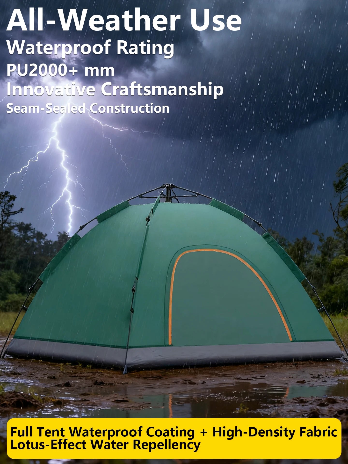 Outdoor Camping Tent Fully Automatic Quick Setup Foldable Double Layer For Overnight Stay