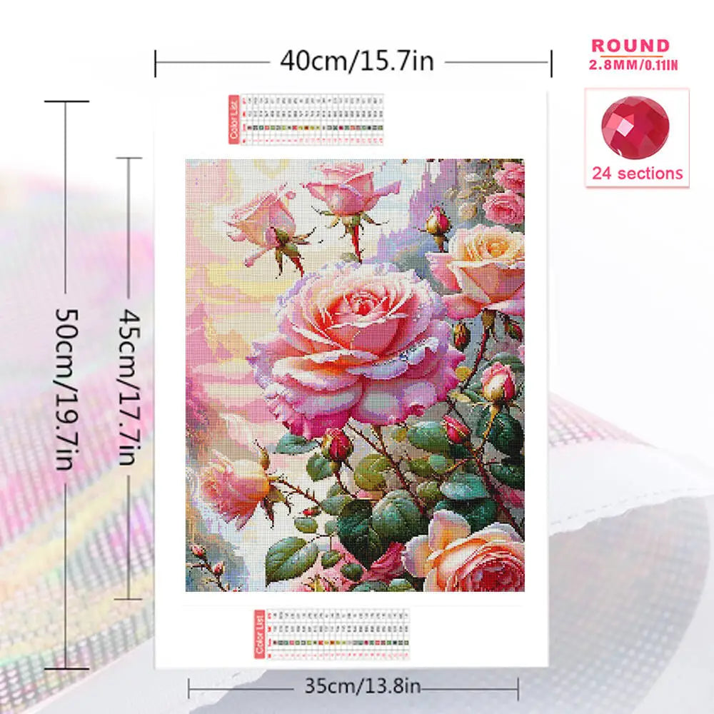 Huacan 2025 New Series Diamond Painting Flower Full Square Round Diamond Mosaic Rose Handmade Gift Giving