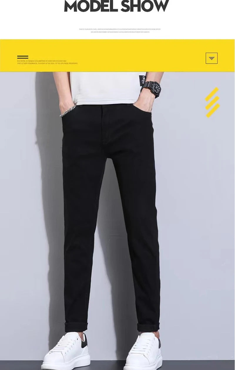 Men's Slim Fit Stretch Skinny Jeans - High Quality Black & White Denim Pants