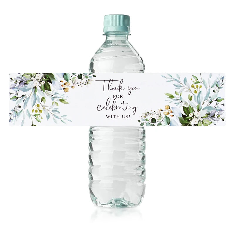 30Pcs Thank You for Celebrating with Us Labels Water Bottle Stickers for Wedding Bridal Shower Decoration Jungle Birthday Party