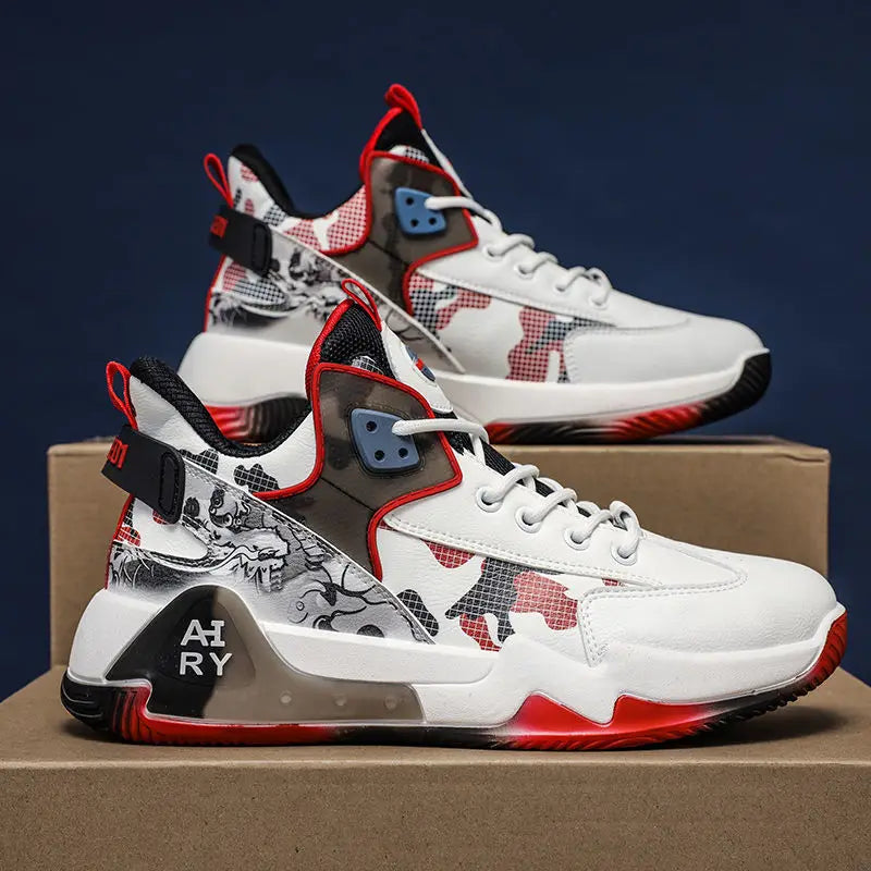 High Top Basketball Shoes for Couples | Air Cushion Athletic Sneakers – Wear Resistant & Breathable