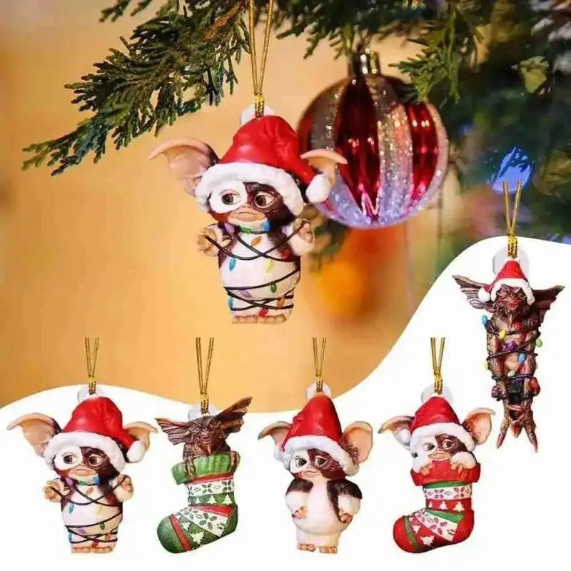 Xmas Gremlins Santa Hat Socks Dog Honeycomb Ball Christmas Tree Pendant Christmas Party Decorations Children Christmas Gift - trendingshoping.com