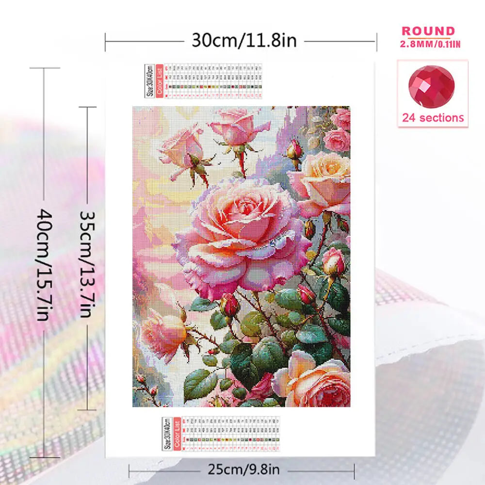 Huacan 2025 New Series Diamond Painting Flower Full Square Round Diamond Mosaic Rose Handmade Gift Giving