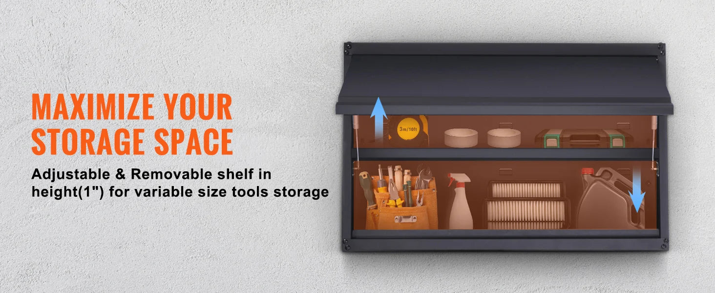 SucceBuy 120lbs per Shelf Metal Storage Cabinet 20'' Tall Wall-Mounted Steel Garage Cabinet with Adjustable Shelf for Office - trendingshoping.com