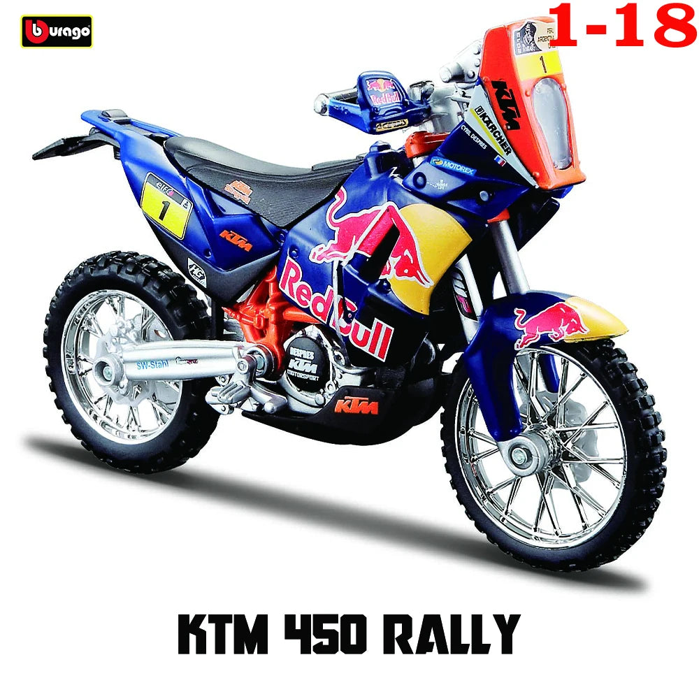 Bburago 1 18 Scale Red Bull KTM 450 Rally 2018 Alloy Die Cast Motorcycle Model Licensed Collectible