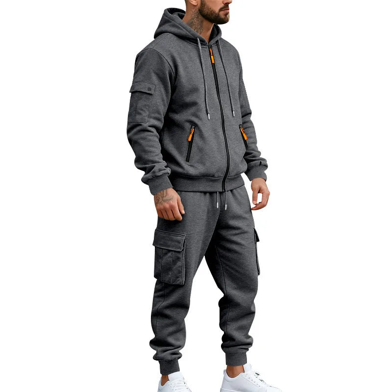 Men’s Winter Heavy Fleece Zip-Up Hoodie – Warm Casual Sportswear