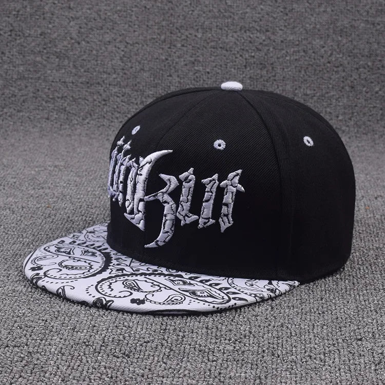 Hip Hop Letter Embroidery Snapback Cap – Unisex Flat Brim Baseball Hat for Outdoor & Casual Wear