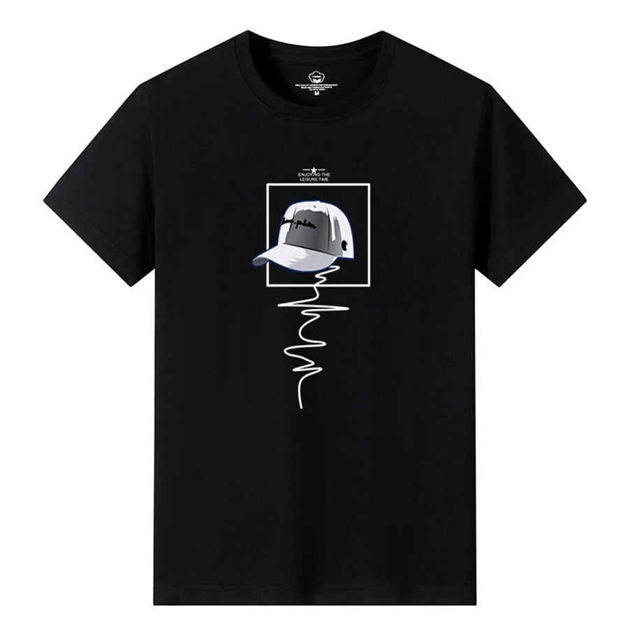 T Shirts Men Short New Fashion 2025 O-Neck Slim Black Sleeve Clothing Casual Style M-6XL