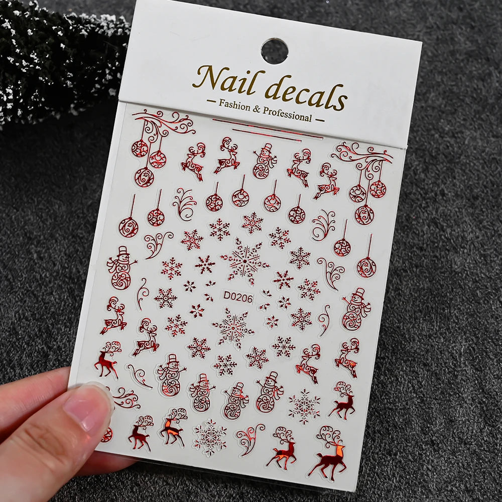 Christmas Santa Claus Elk Nail Art Stickers Snowman/Snowflake Cartoon Sliders