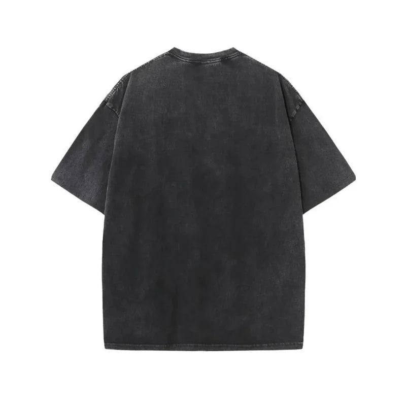 Men’s Oversized Gym T-Shirt Short Sleeve O-Neck Fitness Washed Acid Look Top High Quality 2025 Style