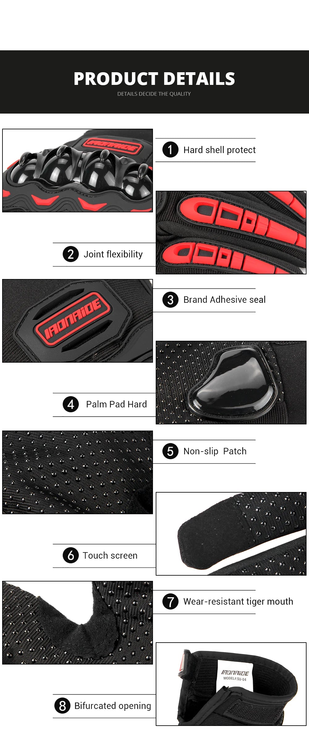 Motorcycle Riding Gloves Full Finger Touch Screen Waterproof Summer Gloves