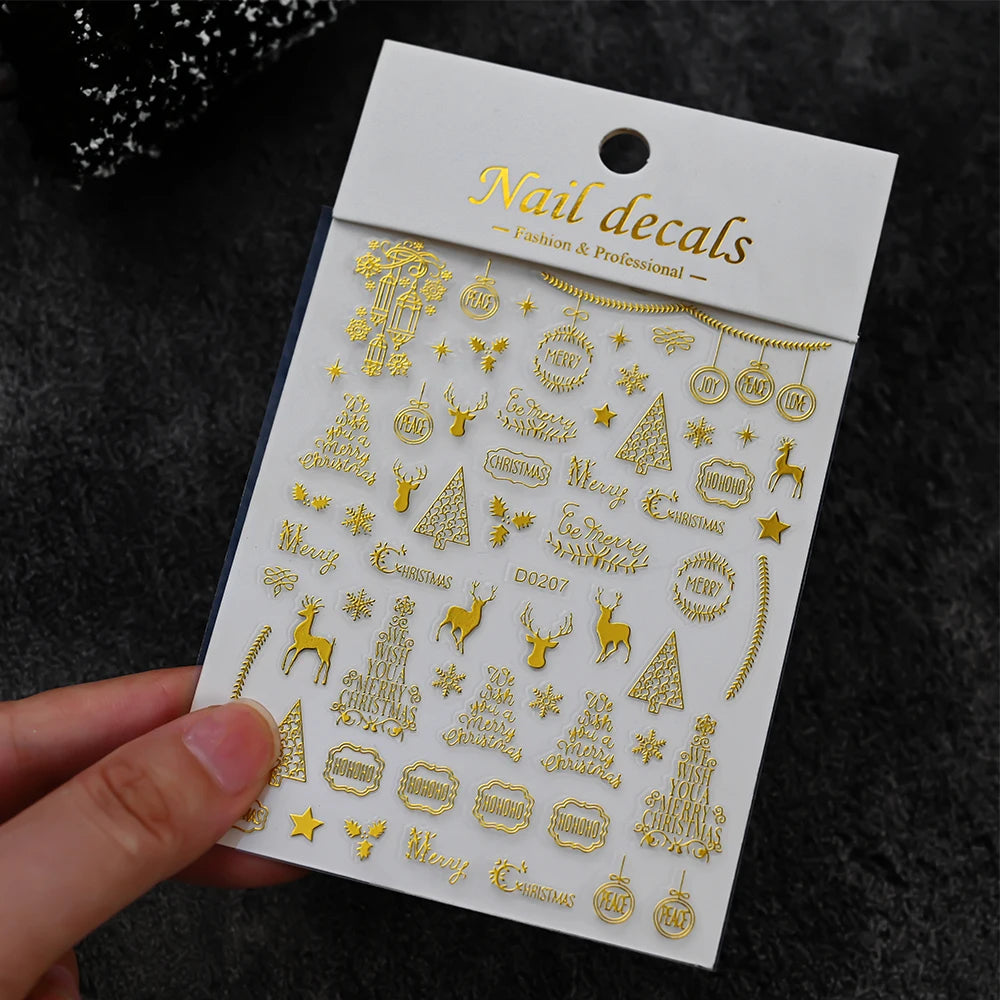 Christmas Santa Claus Elk Nail Art Stickers Snowman/Snowflake Cartoon Sliders