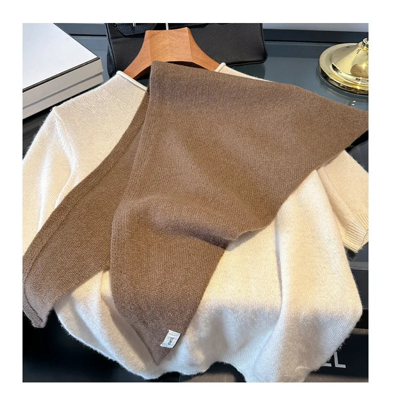 100% Wool Winter Scarf For Women Long Warm Cashmere Scarves Hijab Solid Lady Shawl Wrap Female Pashmina Bandana Head Scarfs New