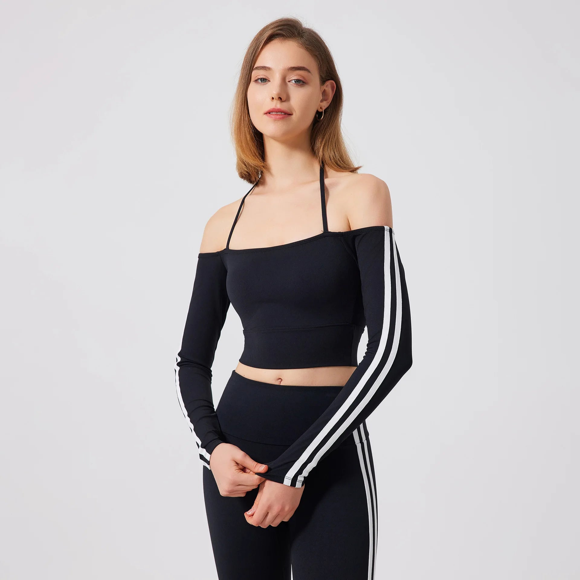 Women’s Long Sleeve Yoga Top Workout Gym T-Shirt Off Shoulder Activewear Jogging Shirt