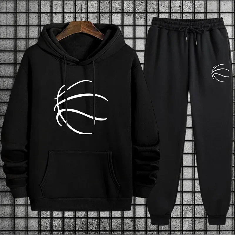 Men's 2-Piece Urban Sportswear Set - Casual Autumn & Winter Hoodie and Joggers Suit