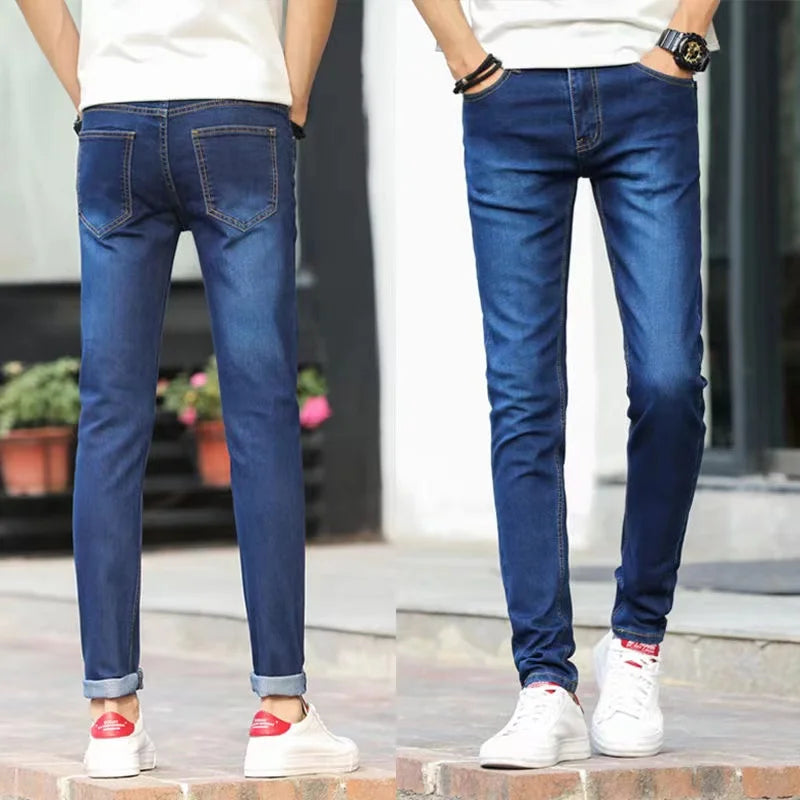 Men's Slim Fit Stretch Skinny Jeans - High Quality Black & White Denim Pants