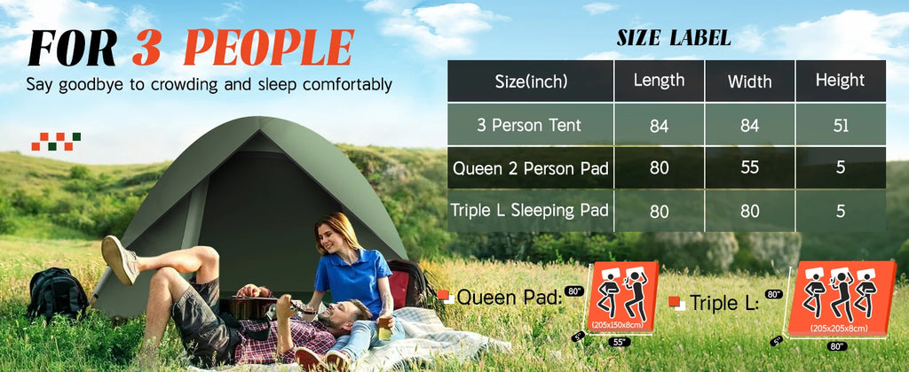 Camping Tent For 3 To 4 People With Shelter Waterproof Windproof Easy Setup Removable Outdoor Adventure Backyard Use