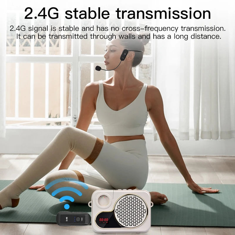 2.4GHz Wireless Lavalier Microphone Head-mounted Microphone Set with Receiver for Amplifier Voice Speaker Teaching Tour Guide