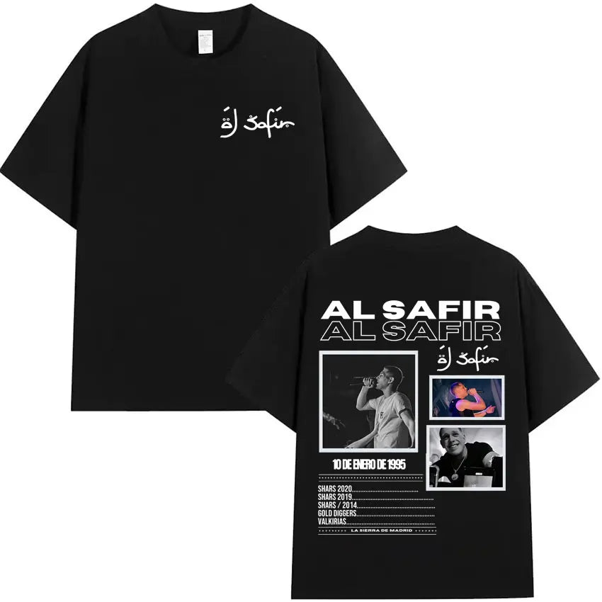 Rapper Al Safir Tour Graphics Hip Hop Tshrit Mens Harajuku Clothing Oversized Tide T-shirts Gothic Casual Y2K T Shirt Streetwear