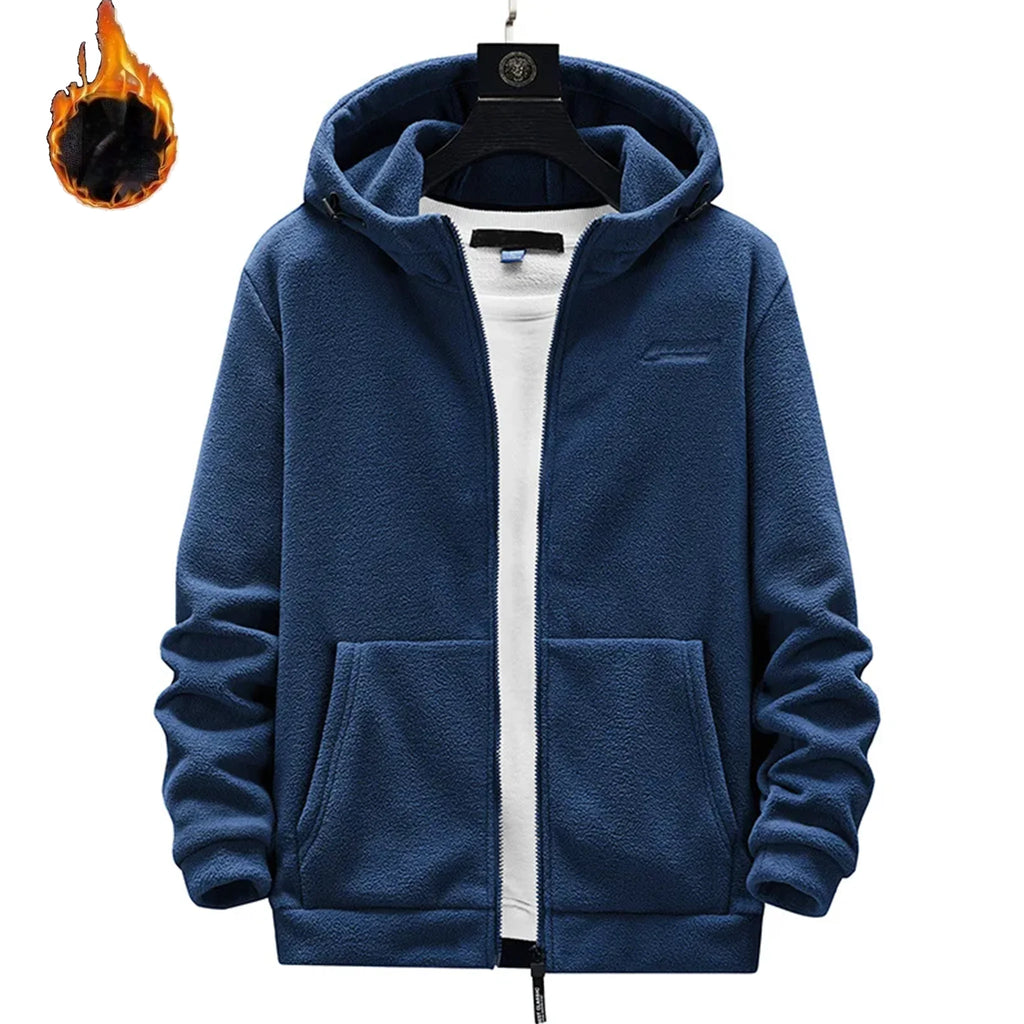 Men’s Heavyweight Fleece Hoodie Thick Lined Full Zip Outdoor Warm Jacket for Winter Unisex