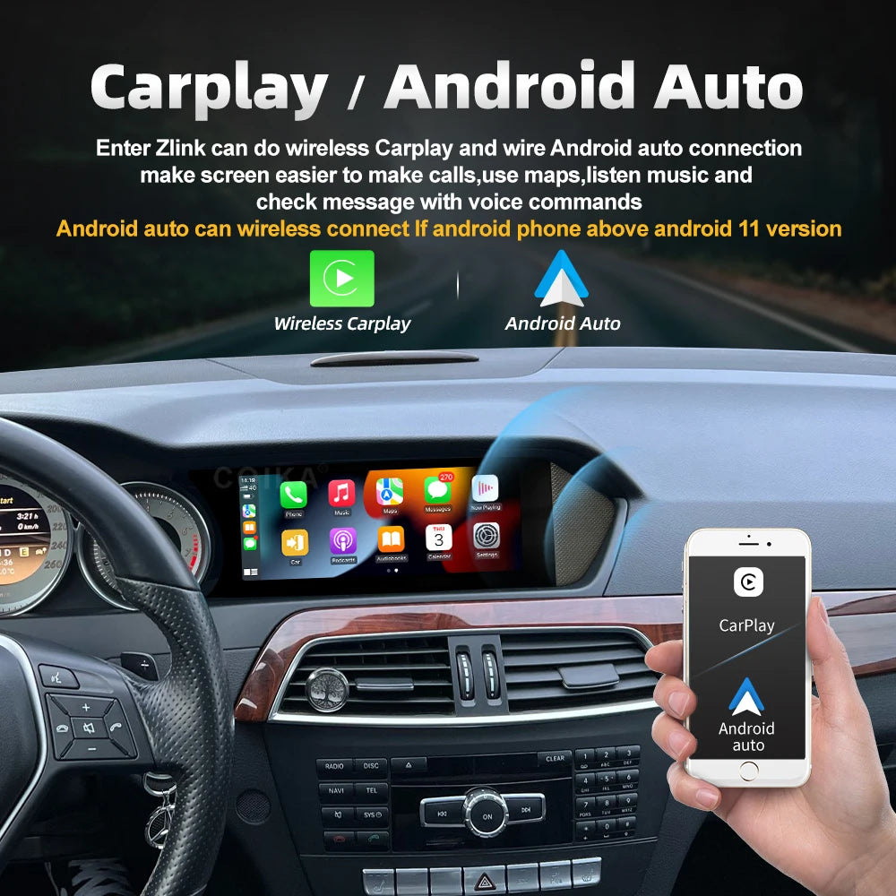 8.8" Display Touch Screen Android Radio Car Head Unit For Mercedes C Class W204 2011-2014 BT WIFI GPS Navi Wireless Carplay Auto - trendingshoping.com