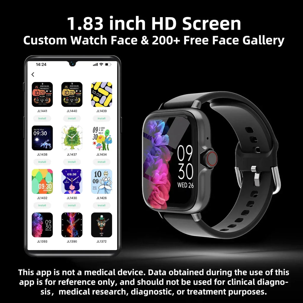 1.83'' Waterproof Smart Watch – Bluetooth Call, Sleep Monitoring, Sports Pedometer, Information Alerts for iPhone & Android - trendingshoping.com