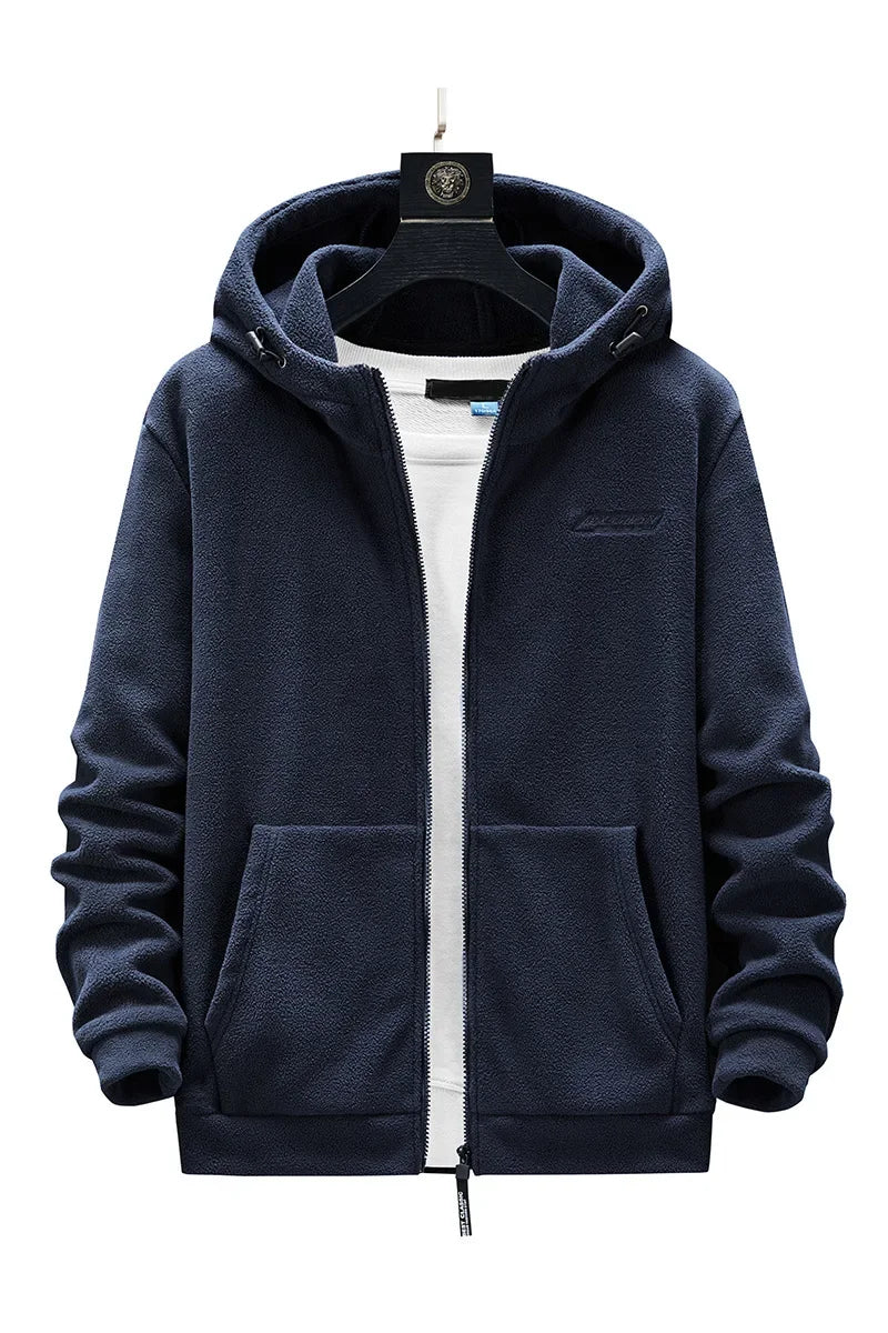Men’s Heavyweight Fleece Hoodie Thick Lined Full Zip Outdoor Warm Jacket for Winter Unisex