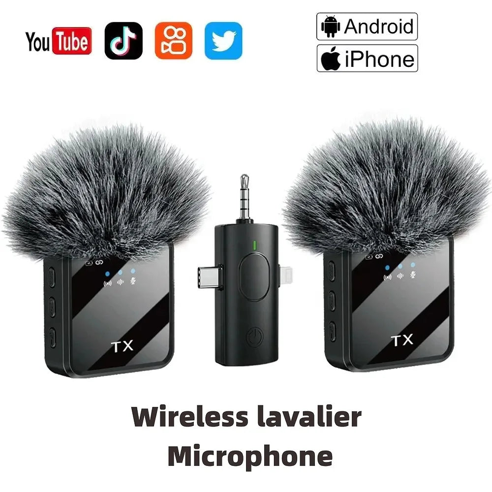 Wireless Lavalier Microphone for Camera  Android iPhone Microphone Reverb Sound Video Recording Podcast Noise Reduction Clip mic