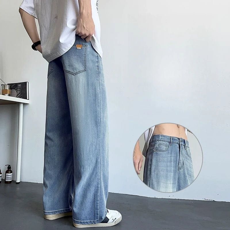 Mens Large Denim Jeans Baggy Fit Trousers for Men