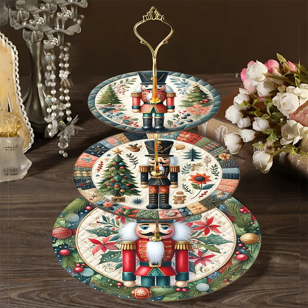 1 set wooden Christmas Nutcracker Tray DIY compose Xtmas Tree Nutcracker pattern for Christmas Party Table Top deocr Xmas gifts
