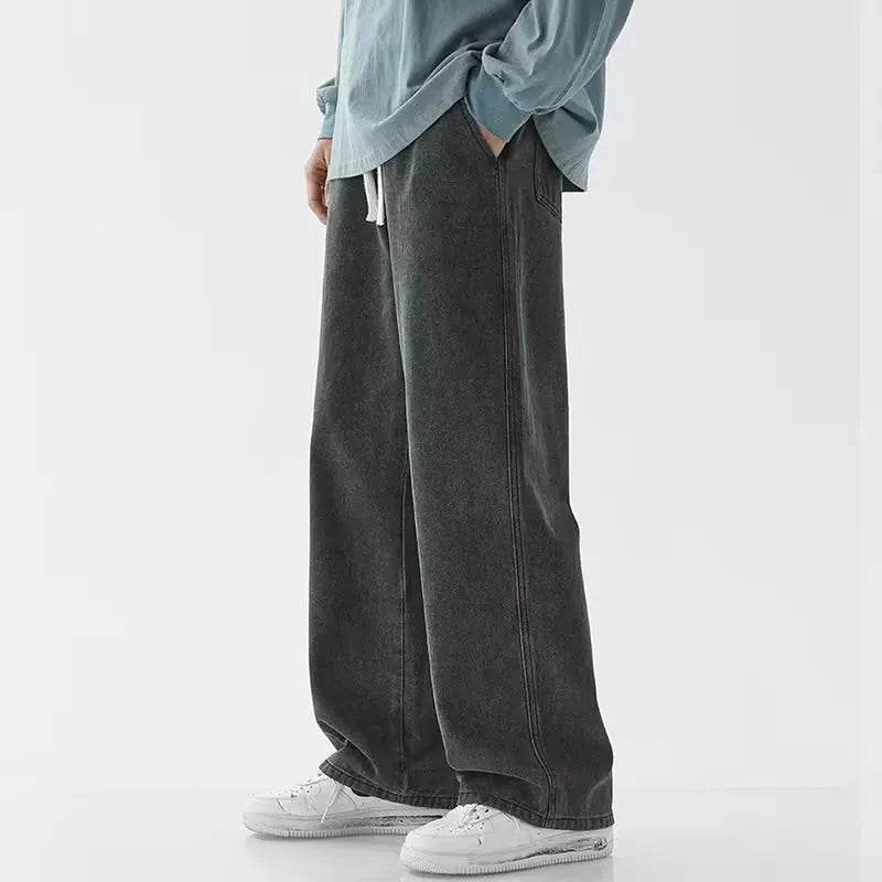 Jeans Men's Spring and Autumn 2025 New Loose High Street Straight Wide-leg Pants Floor-drag Summer Casual Long Pants Men - trendingshoping.com