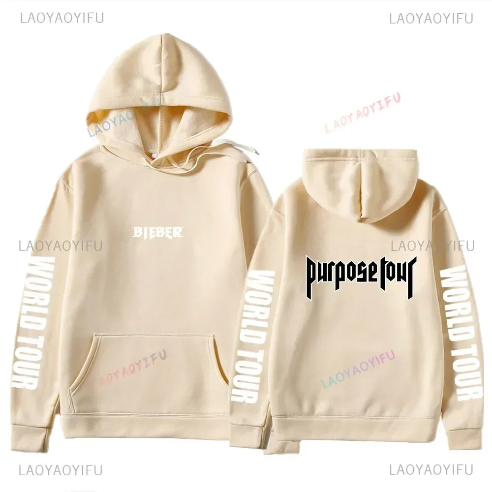 HoodiMen's & Women's Hoodie – Justin Bieber Purpose Tour Print, Hip Hop Streetwear Fleece Pullover, Warm Fashion Hoodye Sweatshirt