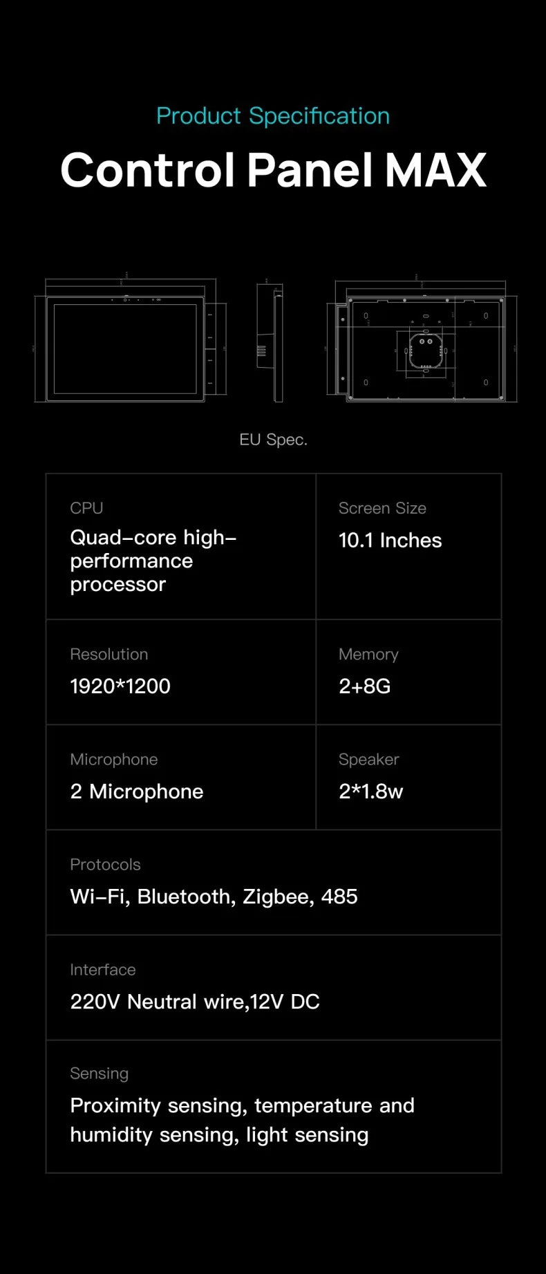 10 Point 1 Inch Tuya Smart Home Control Panel With Zigbee Hub Touch Screen Central Control Switch