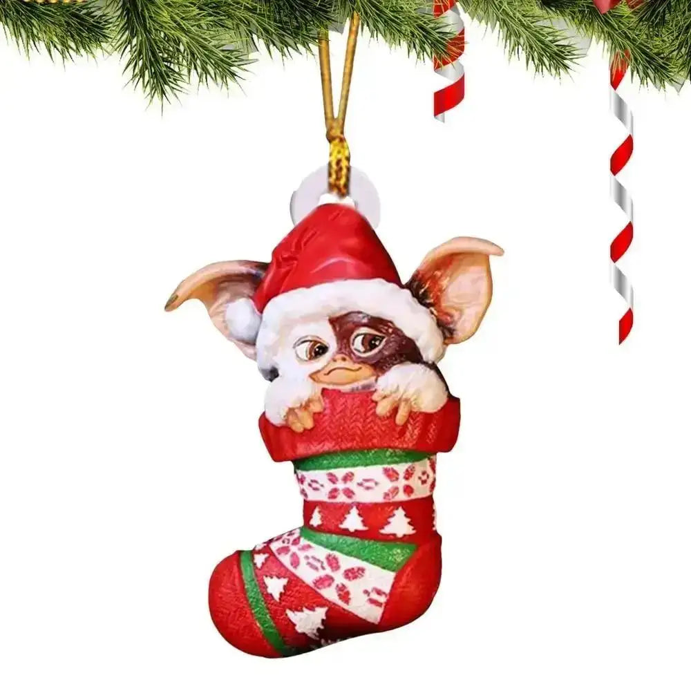 Xmas Gremlins Santa Hat Socks Dog Honeycomb Ball Christmas Tree Pendant Christmas Party Decorations Children Christmas Gift - trendingshoping.com