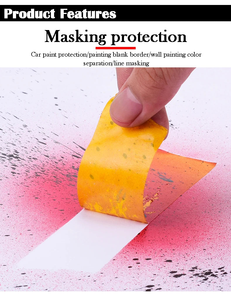 yellow Adhesive Masking Tape | Textured Paper for Car Paint & Decorationting Model Tool