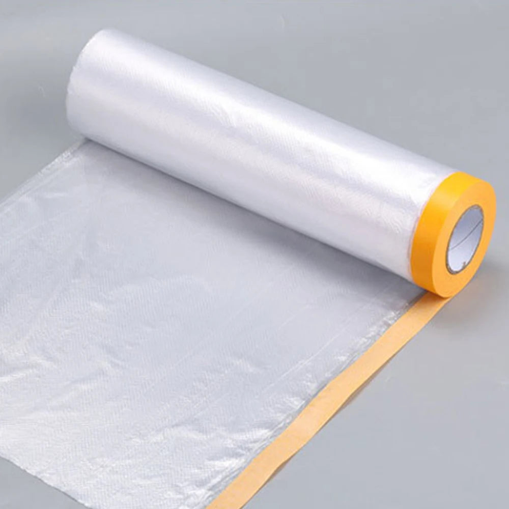 Pre-Taped Masking Film 20M | Clear Plastic Sheeting for Painting & Auto Use