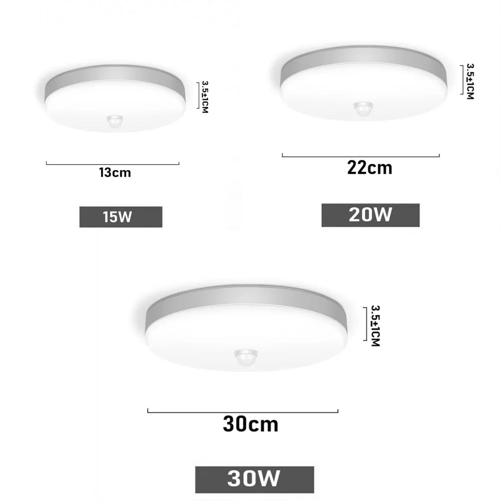 Smart Home LED Ceiling Light With PIR Motion Sensor 20W 30W AC Indoor Lamp For Room Hallway Corridor