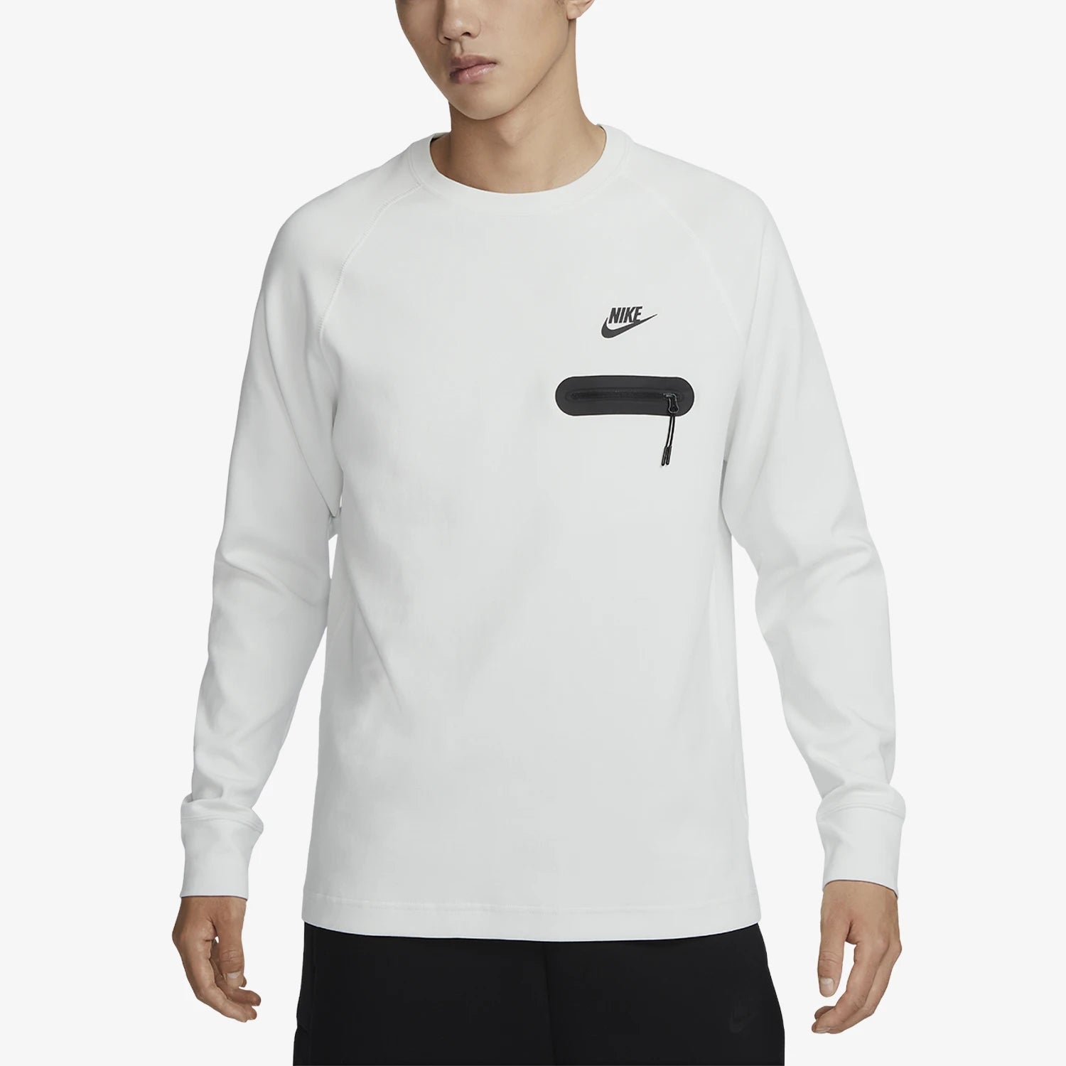 Men’s Tech Fleece Sweatshirt – Loose Fit Round Neck Casual Pocket