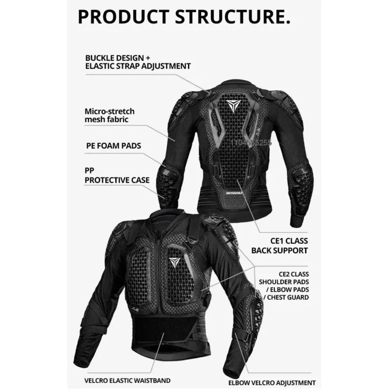 Motowolf Motorcycle Jacket for Men and Women Moto Body Armor Motocross Racing CE Approved Motorbike Dirt Bike Protection Gear